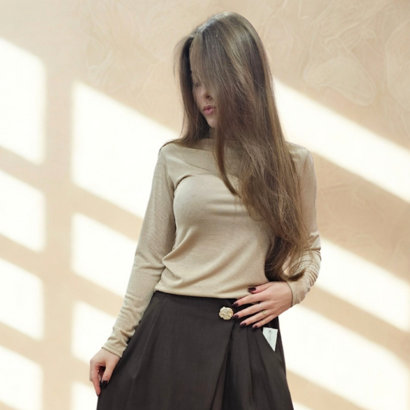 Halenka BASODI s dlouhým rukávem béžová2